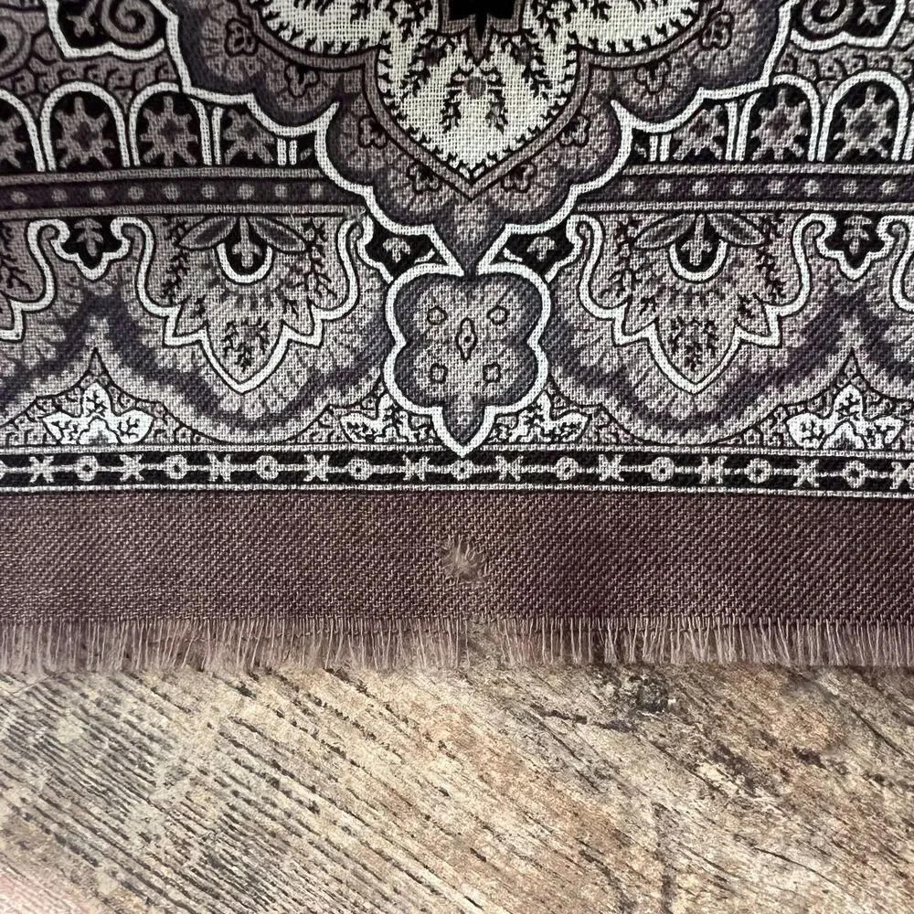 Taupe Paisley 100% Wool Scarf Wrap Shawl 35